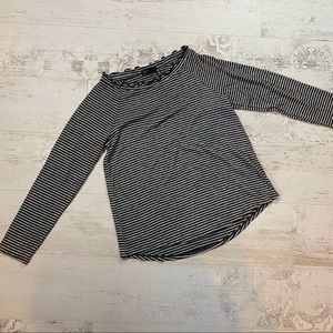 Gibson Nordstrom Black and White Striped Long Sleeve Shirt